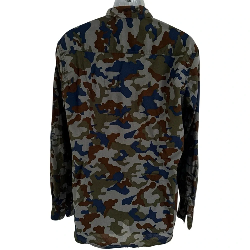 Ed Hardy Archive Y2K Camo Button Up Shirt‎ Mens L Slim Fit Tattoo Streetwear